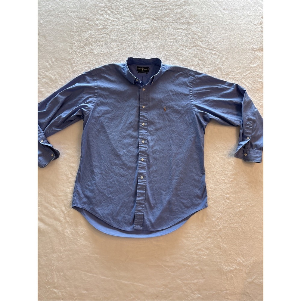Ralph Lauren Yarmouth Blue Button Down Shirt, Men Size 16-1/2 - 32/33